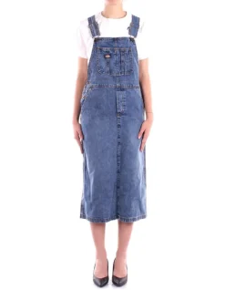 DICKIES Abito Donna Bib long overall dress w rinse>Donna Abiti